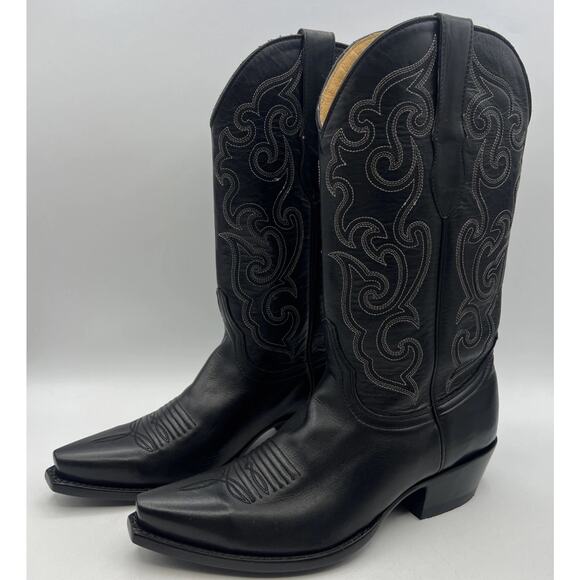 NEW Black Ariat Cowboy Western Boots Womens Size 8 Leather Mexico Pointed Toe - Picture 1 of 10